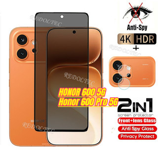 Honor 600 600Pro 5G Kính Cường Lực Riêng Chống Gián Điệp Full Cover Keo Bảo Vệ Màn Hình Chống Peek 2in1 Phim Riêng Tư + Bảo Vệ Ống Kính Honor 600 Pro Honor600
