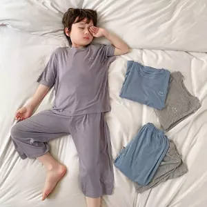 Shop Vừa Lớn Trẻ Em Bộ Đồ Ngủ Trẻ Em Vừa Lớn Trẻ Em Thường Ngày Tay Ngắn Ice Silk Homewear Phù Hợp Với Mùa Hè Mỏng Hai Mảnh Phù Hợp Với