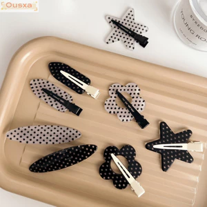 Kẹp Tóc OUSXA, Chấm Bi Giữ Tóc Barrettes, Thiết Kế Tối Giản Ngọt Ngào Đen Trắng Kẹp Tóc Nữ Cô Gái Phụ Kiện Tạo Kiểu Tóc