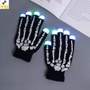 < YEI > Găng tay nhấp nháy có đèn Led dự tiệc Hip Hop thời trang phát sáng lên ngón tay Găng tay chiếu sáng dành cho thanh thiếu niên Người lớn Biểu diễn tiệc Mới