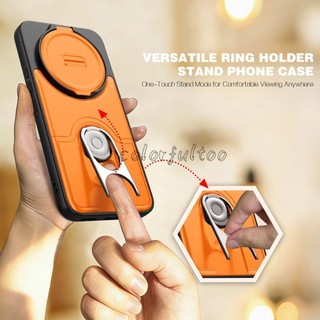 Ốp điện thoại bảo vệ ống kính máy ảnh trượt cho Redmi Note 15 Pro Plus 15Pro + Note15 Note15Pro 4G 5G Armor Vỏ chống sốc PC cứng Ốp lưng 360° Xoay vòng kim loại Giá đỡ mặt sau