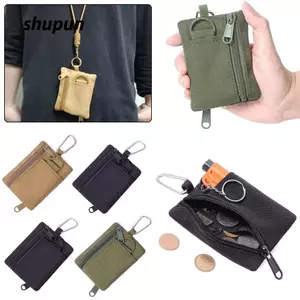 Ví đựng tiền xu SHUPUN, Ví chống nước Mini, Dây kéo vải thông thường có túi treo dây Nylon