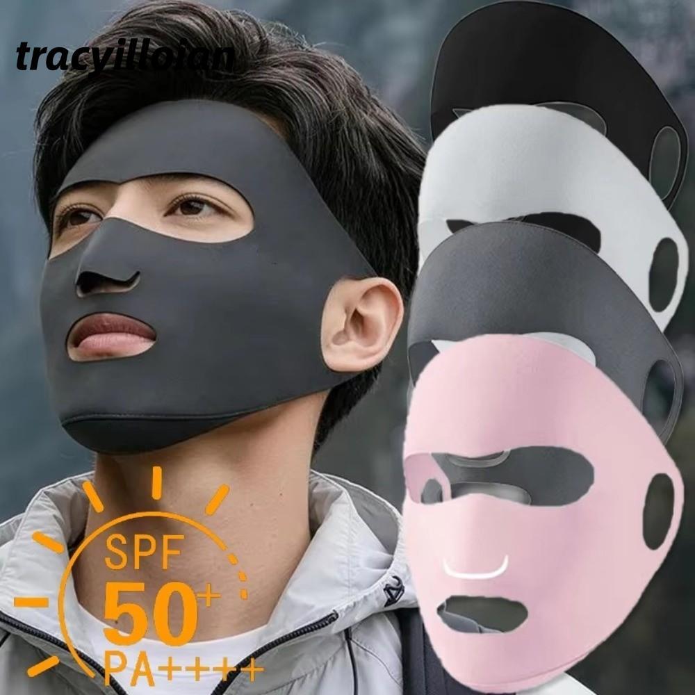 TRACEILLOIAN Chống Nắng, Khăn quàng cổ chống tia cực tím toàn mặt bằng lụa băng, Tấm che nắng chống bụi có thể điều chỉnh thoáng khí mát mùa hè