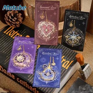 METUBE Bookmark, Kẹp Sách Trăng Tuyết Hoa Gió Kim Loại, Đa Chức Năng Với Dây Xích Nhiều Màu Sắc Bronzing Trang Sách Đánh Dấu Dụng Cụ Học Sinh Giáo Viên