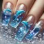 Miếng Làm Móng Tay Ngọt Ngào Dễ Thương Dreamy Ocean Blue Dolphin Dài Đeo Móng Tay (24 Miếng)