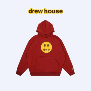 Áo hoodie có mũ trùm đầu rộng in hình mặt cười chất lượng cao màu đỏ tía dành cho nam và nữ