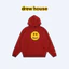Áo hoodie có mũ trùm đầu rộng in hình mặt cười chất lượng cao màu đỏ tía dành cho nam và nữ