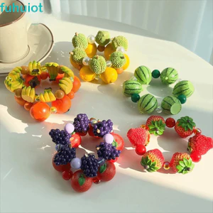 FUHUIOT Mô Phỏng Vòng Tay Trái Cây, Vòng Tay Hạt Nhựa, Dây Đàn Hồi Acrylic Dopamine Hoạt Hình Mùa Hè Bohemian Trang Sức Kỳ Nghỉ Phụ Kiện