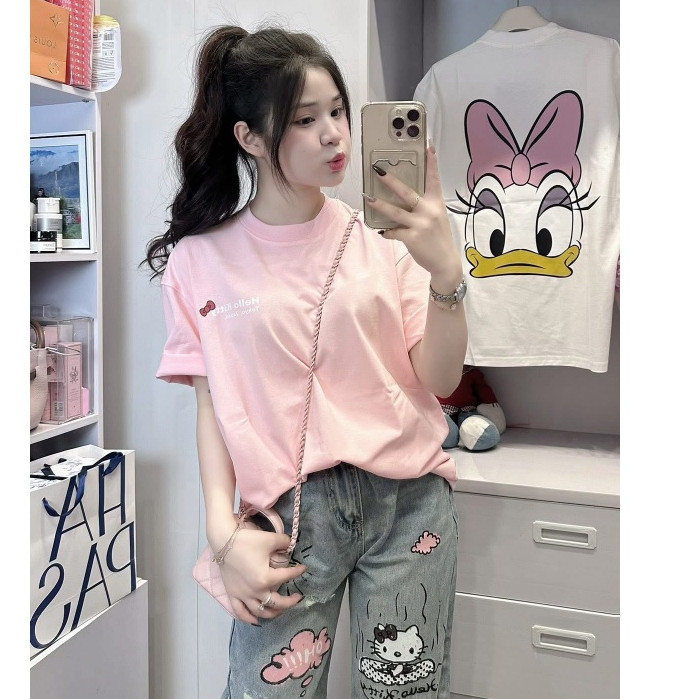 （Giao hàng 24h）Angela Áo phông nữ Form Rộng, Áo thun nữ unisex Loại 1 không xù, Chất dày dặn hàng chuẩn đẹp#2