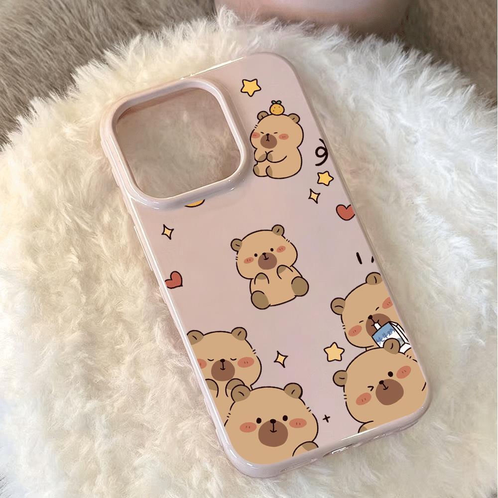 Dễ thương Capibara cho trường hợp iPhone 17promax 161514plus 3 trong 1 bezel 1311211
