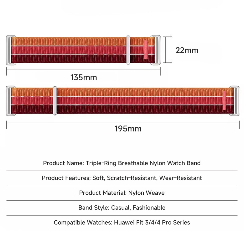 Dây đeo vòng nylon dệt thuốc nhuộm cà vạt cho Huawei Watch Fit 3/4/4 Pro/Fit 5/5 Pro, thoáng khí ba màu