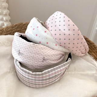 Kovoi / Pink Polka Dot Star Băng đô vành rộng phong cách lười biếng Đầu bọc tóc Seam Headband Phụ kiện tóc phù hợp hàng ngày