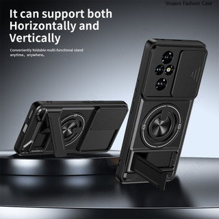 Mới Trượt Ống Kính Funda Cho Honor 200 Pro 5G Ốp Lưng Xoay Vòng Từ Tính Cho Honor 200 5G Ốp Lưng Có Thể Gập Lại Chân Đế Giáp Capa Vỏ