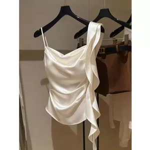 Thiết kế cao cấp kiểu Pháp Xù khâu cổ xoay xếp li Slim Camisole mùa hè 2026 Áo phong cách mới