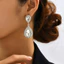 Ánh Sáng Sang Trọng Pha Lê Zircon Cô Dâu Bông Tai Cưới Thời Trang Niche Kim Cương Giọt Nước Bông Tai Nữ Hàng Có Sẵn QEA3