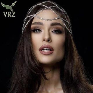 VRZ 1 Rỗng Kim Cương Giả Lưới Đầu Cưới Dây Chuyền Trang Sức Cho Nữ Sang Trọng Pha Lê Đầu Mũ Phụ Kiện Tóc HOT