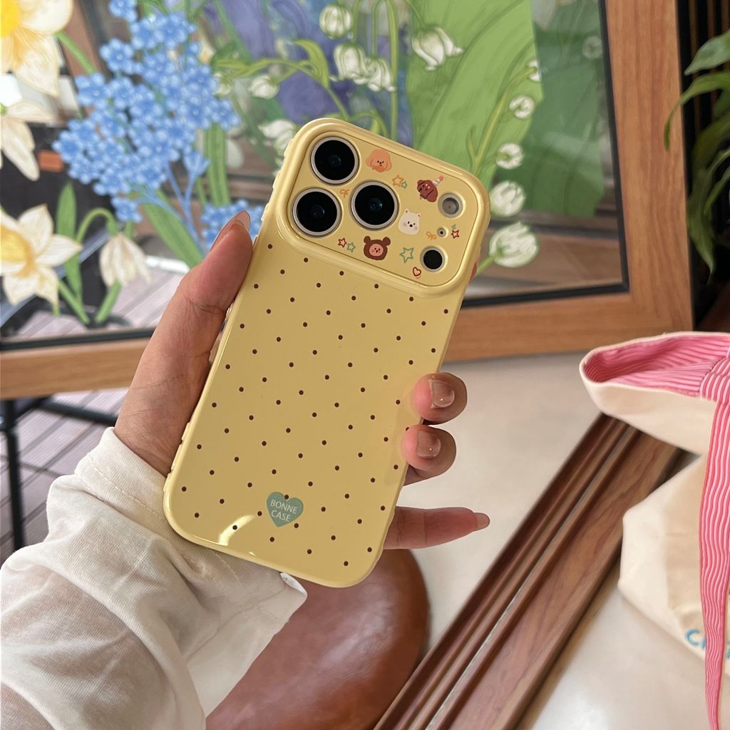 Ốp lưng tranh chấm bi nền vòng tròn cho iPhone 17/16/15/14/13/11/7/17Pro/17ProMax