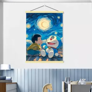 Doremon Phòng Trẻ Em Phòng Ngủ Đầu Giường Trang Trí Tranh Nền Học Tranh Treo Tường Anime Hoạt Hình Bức Tranh Tường Kem Phong Cách 5.26