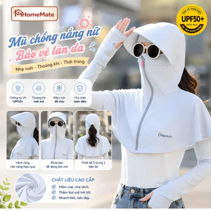 Mũ Chống Nắng Nữ HomeMate Che Kín Mặt Cổ UPF50+, Nón Chống UV Toàn Diện Đi Xe Máy Mùa Hè