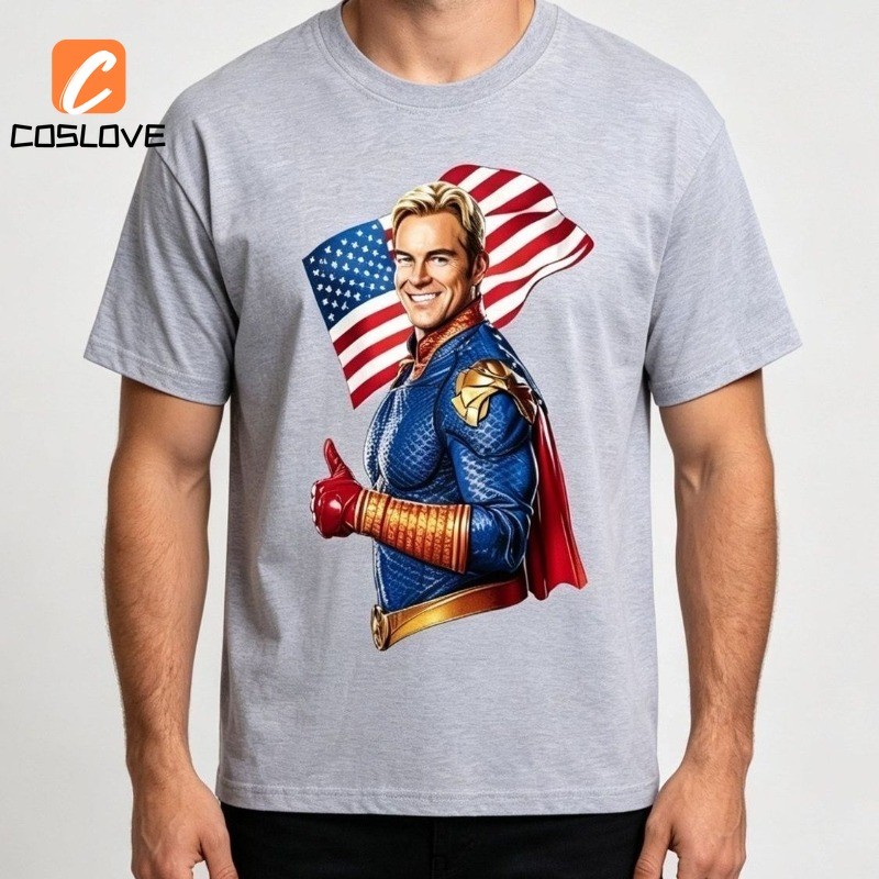 THE BOYS Homelander Người ủng hộ Phong cách Áo thun tay ngắn Top Mùa hè Trang phục hàng ngày Fan Made Style Homelander Áo thun