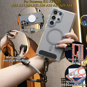 Ốp sạc không dây trong suốt, màu kép, nam châm mạnh, dành cho Samsung S26Ultra, S26Plus, S26, S25FE, S25, S24, S23, A17, A26, A36, A56, chống sốc, có cản camera kim loại