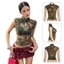 CATMALLER88 Áo in hoa mận, Vải co giãn không tay cho nữ nhìn xuyên thấu Áo tăng, Áo thun chắp vá Jacquard gợi cảm Cổ áo Skinny Fit Thời trang đường phố Mặc mùa hè
