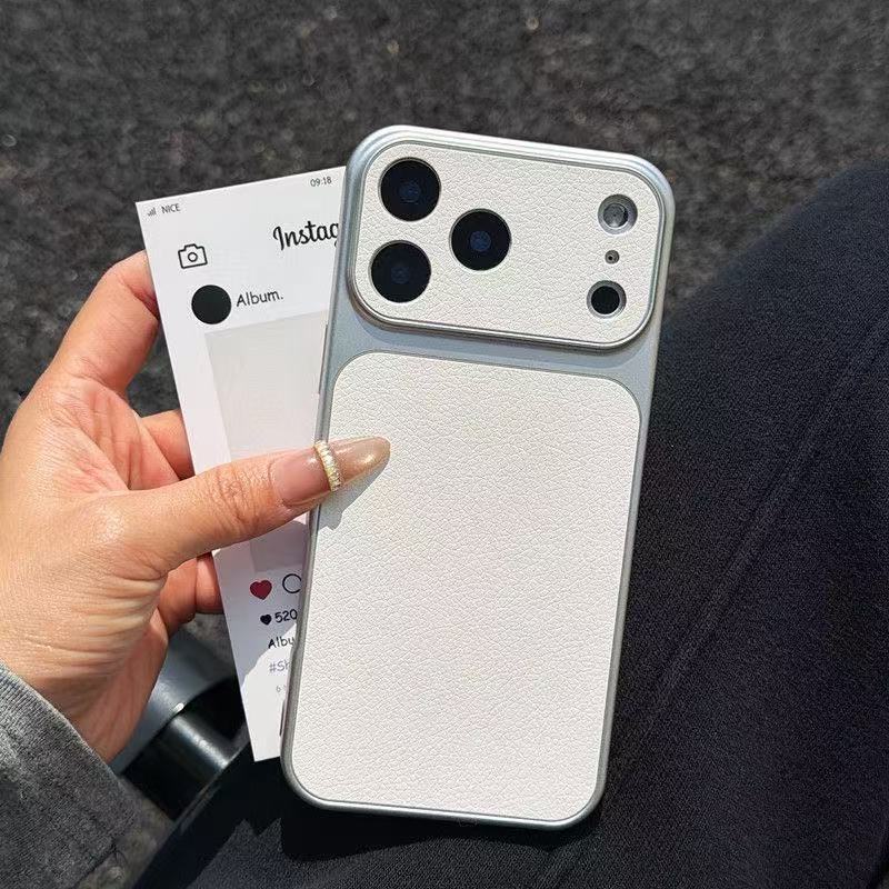 Ốp Lưng Cho IPhone 14 17 11 13 16 15 12 Pro Max Air 14 15 16 13 Plus Tối Giản Lychee Da Họa Tiết Cảm Giác Da Mềm Bao