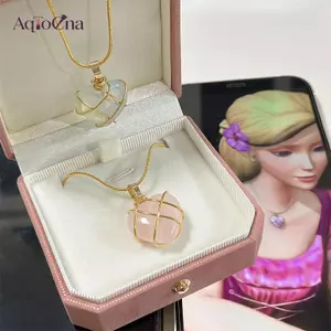 AqToCna Thời Trang Opal Trái Tim Nelace Pha Lê Lâu Đài Nelace Cho Nữ Cô Gái Hoa Hồng Thạch Anh Nelace Phụ Kiện Trang Sức Quà Tặng AqToCna
