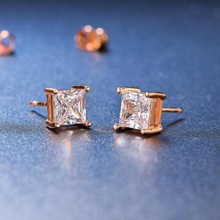 1PC 16G Vuông Zircon Bông Tai Đồng Sọc 5 / 6 / 7 / 8mm Kim Cương Tai Đồ Trang Trí Sụn Bông Tai