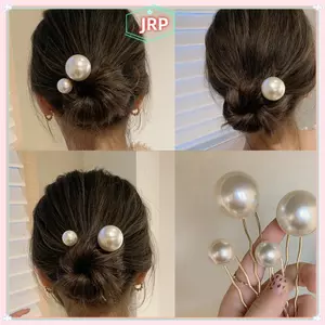 JRP 2 Chiếc Ngọc Trai Giả Kẹp Tóc Bộ Hình Chữ U Xoắn Thiết Kế Dành Cho Nữ & Bé Gái Phụ Kiện Tóc Sti Tóc Dụng Cụ Tạo Kiểu JRP