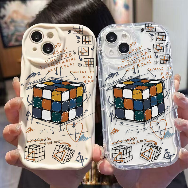Ốp Lưng Cho Samsung Galaxy S26 S25 S24 S23 S21 S22 Plus Ultra 20 FE J7 Prime A03 A03S A02 A02S M02 A12 M12 A20 A30 Kem Vồng Cong Edge Motif Magic Cube NYK161