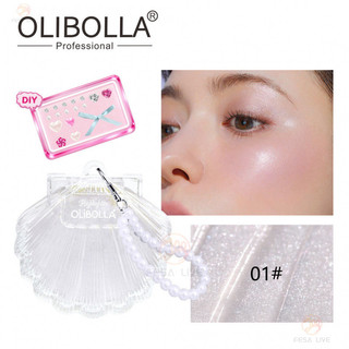 OLIBOLLA Light Sensation Kem có độ bóng cao ba chiều Mặt làm sáng ngọc trai mịn lấp lánh Phấn má hồng có độ bóng cao