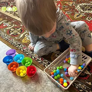 78 Chiếc Hoạt Động Học Tập Mầm Non Đồ Chơi Toán Học Trẻ Em Cầu Vồng Đếm Pompoms Đạo Cụ Phân Loại Cốc Montessori Đồ Chơi Cảm Giác Đẹp