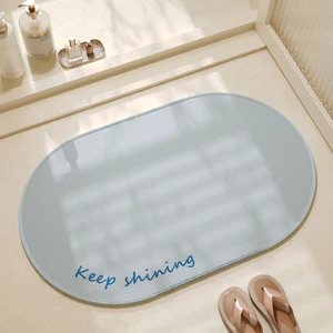 Thảm nhà tắm thấm nước khô nhanh chống trượt hình bầu dục 40x60cm 5mm chùi chân cửa phòng tắm màu xanh hồng vàng xanh lá