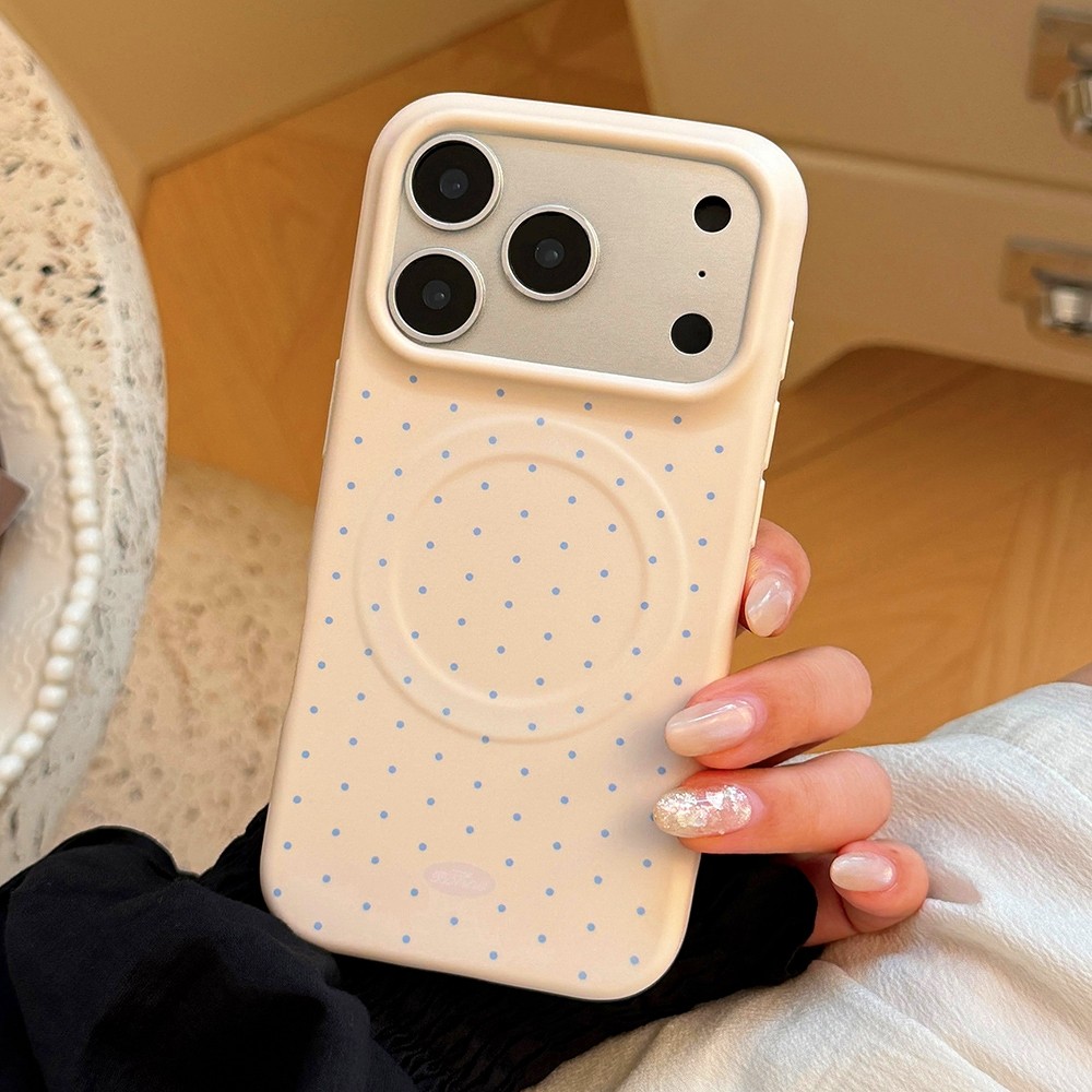 Ốp điện thoại mềm mờ chấm bi nhỏ từ tính cho iPhone 17 Pro Max 16 15 14 Vỏ bảo vệ chống sốc