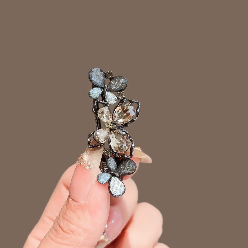 MAUROPOLI Tinh Tế Cá Tính Thủy Tinh Kim Cương Giả Bướm Kẹp Tóc Nữ Phong Cách Mới Bên Nổ Kẹp Cao Cấp Cảm Giác Phù Hợp Với Tóc Gãy Mỏ Vịt Kẹp
