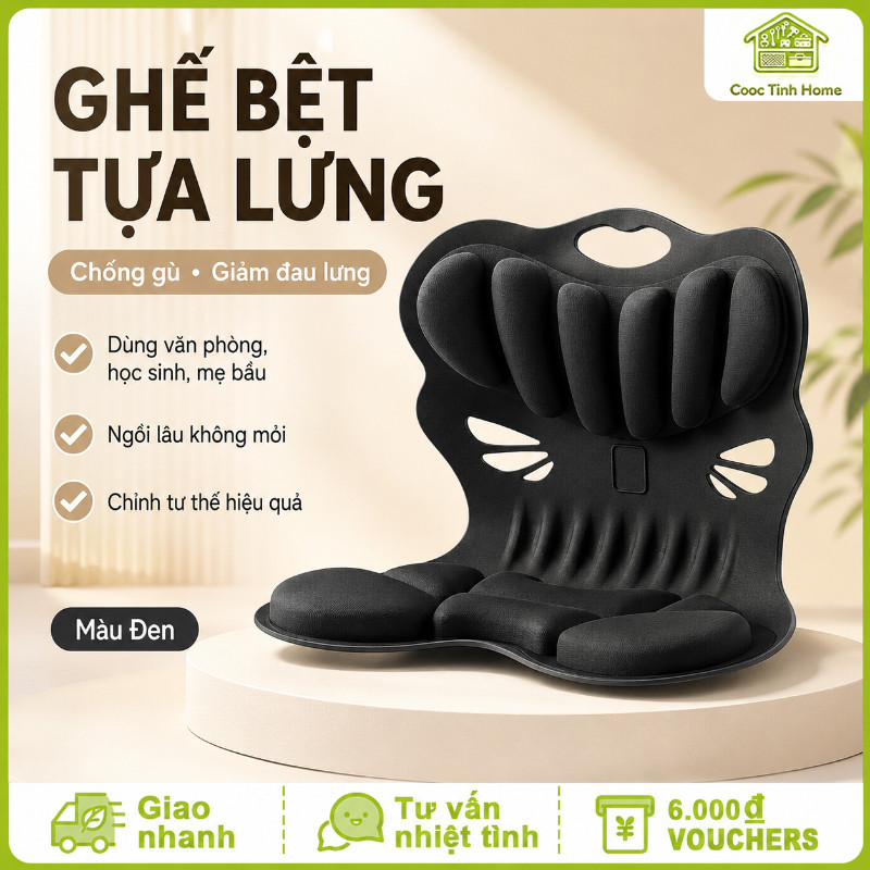Ghế bệt tựa lưng – Chống gù, giảm đau lưng – Dùng văn phòng, học sinh, mẹ bầu – Ngồi lâu không mỏi, chỉnh tư thế