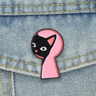 Keyhole Hình Mèo Đen Men Trâm Màu Hồng Nền Mèo Con Dễ Thương Ve Áo Pin Cho Ba Lô Quần Áo Phụ Kiện Quà Tặng Cho Mèo Những Người Yêu Thích
