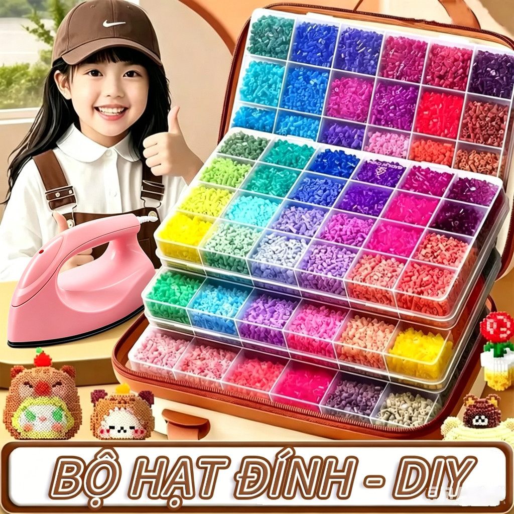 Hạt Xếp Hình An Toàn Cho Bé Bộ Bổ Sung Đồ Chơi Giáo Dục DIY Kèm Phụ Kiện Đa Dạng Cao Cấp