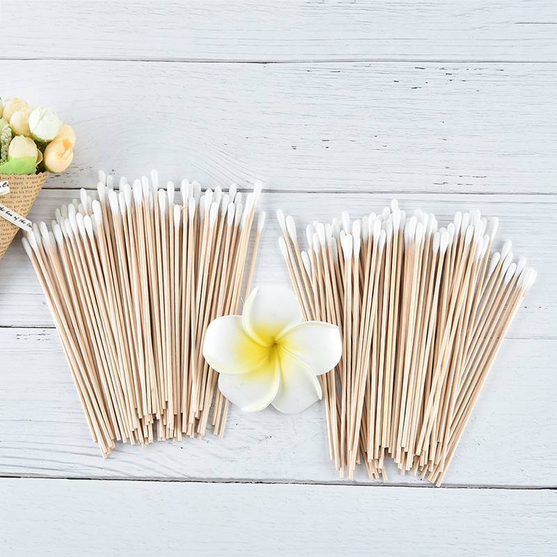 KUZHEN 100 chiếc tăm bông y tế 6 '' tay cầm bằng gỗ chắc chắn bông bôi tăm q-tip HOT