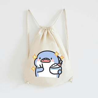 Balo túi rút thời trang nam nữ vải canvas Hoạt hình cá mập xanh đựng sách vở đồ dùng phong cách - tuip2026