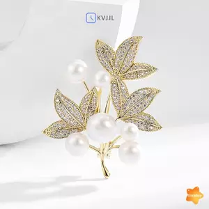 Trâm cài lá ngọc trai thời trang dành cho nữ Trâm cài quần áo Áo khoác trang sức Dự tiệc Phụ kiện Quà tặng mới