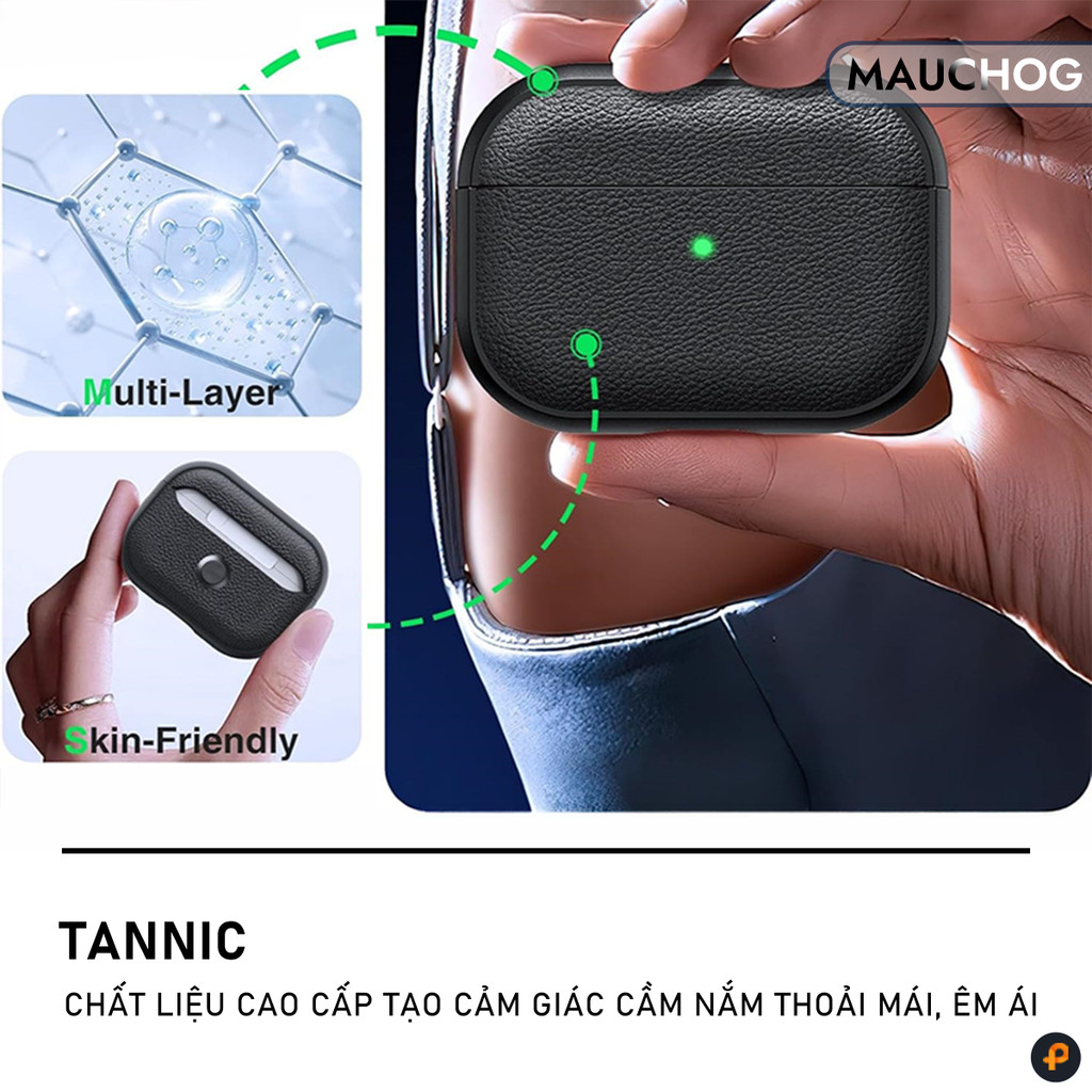 Ốp Da Bảo Vệ Chống Sốc Cao Cấp Kèm Móc Treo Cho Tai Nghe Airpods Pro 3 2 Airpods 4