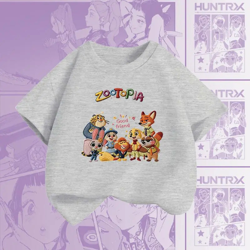 Zootopia 2026 Mùa Hè Mới Cổ Tròn Rời Phù Hợp Với Trẻ Em Áo Thun Tay Ngắn Thời Trang Trẻ Em Mùa Hè Top