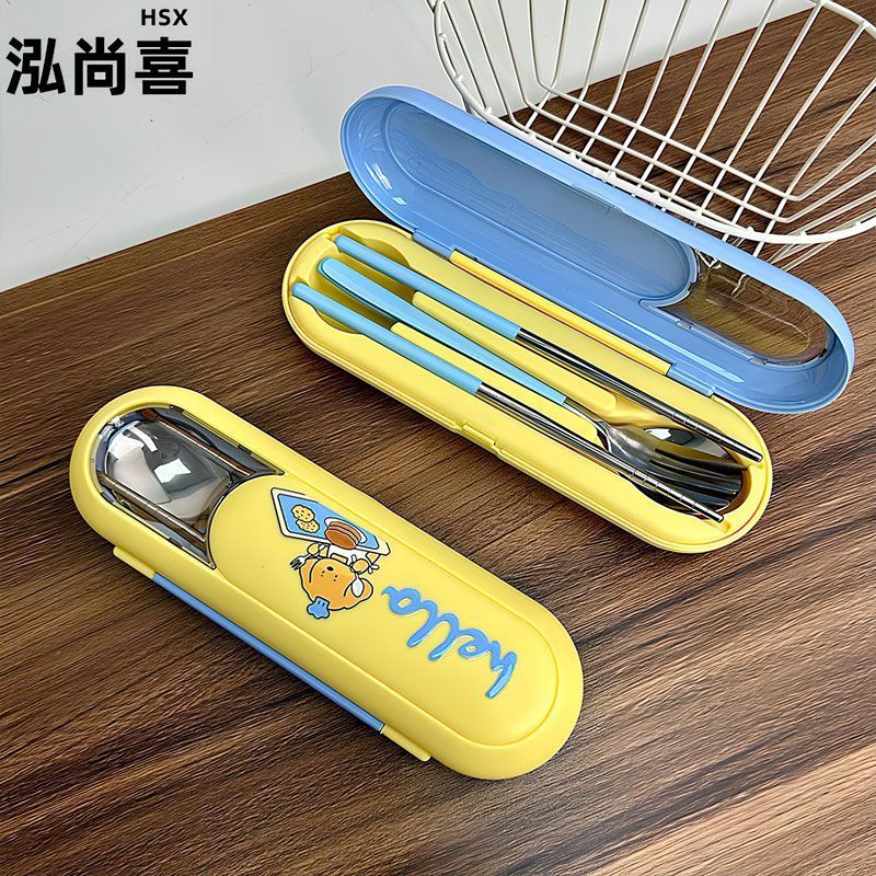 Hongshang Xiduo Panamine Hoạt Hình Bộ Đồ Ăn Thìa Inox Nĩa Đũa Tiệc Sinh Viên Trường Bộ Đồ Ăn Di Động Bảo Quản Thìa Thực Phẩm Phương Tây 6.