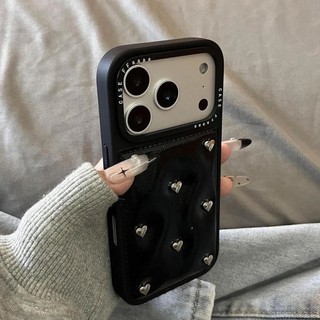 Vỏ điện thoại tình yêu toàn màn hình âm thanh nổi màu đen cao cấp cho iPhone 17 Pro Max 16 15 14 Pro Max Bảo vệ Camera chống sốc Vỏ mềm phía sau