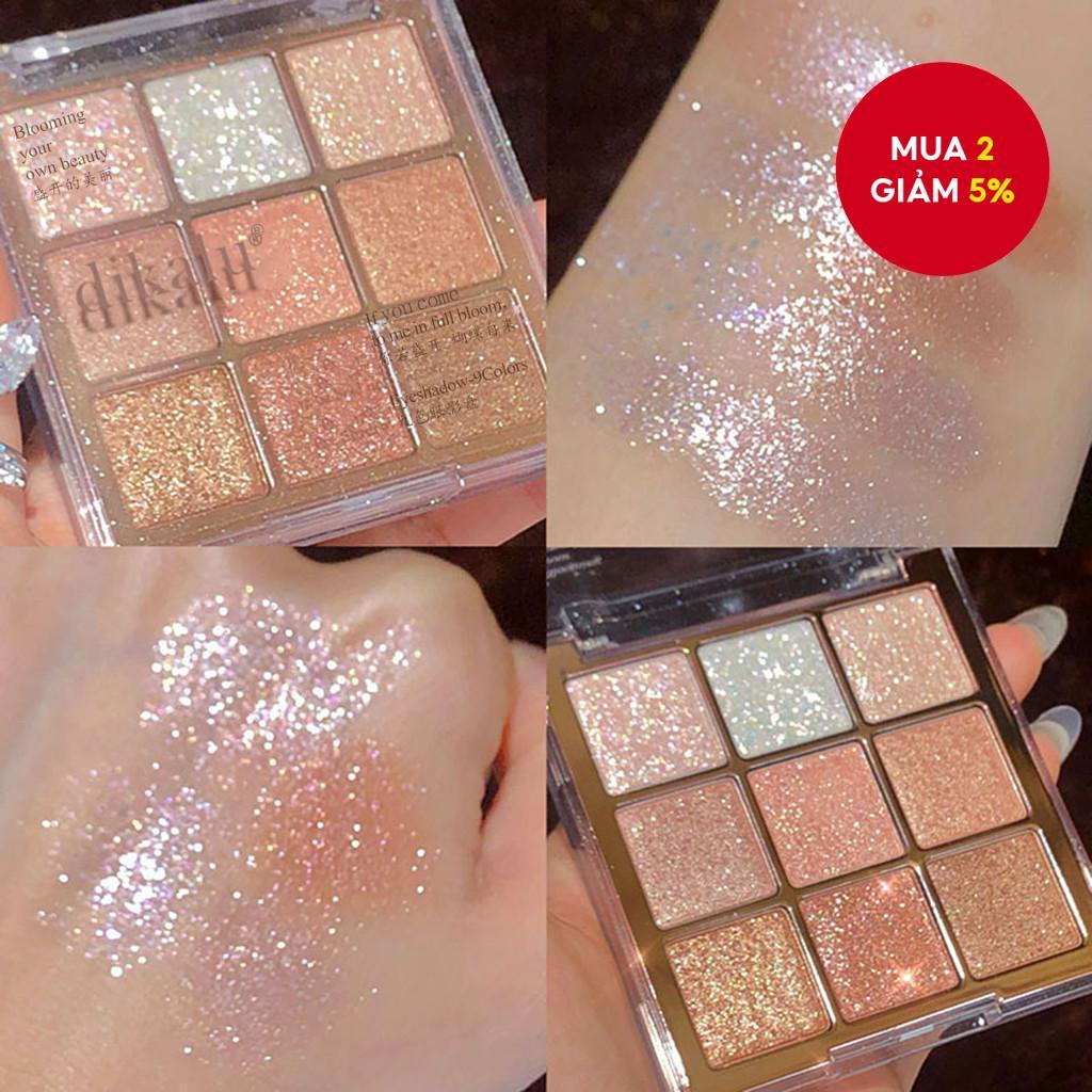 Bảng phấn mắt hình bông tuyết Giáng sinh lấp lánh 9 màu DIKALU - All-Pearl Shimmer & Diamond Sparkle Eye Makeup