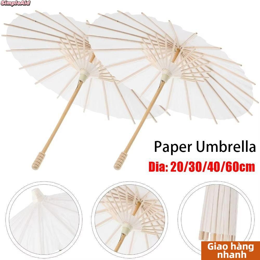 [COD] 1 Chiếc Ô Giấy, Đồ Dùng Tranh Handmade DIY Trắng Truyền Thống, Đường Kính Trống Tay Cầm Dài 20 / 30 / 40 / 60cm Đạo Cụ Chụp Ảnh Cho Bé Tắm Kỷ Niệm Sinh Nhật Đám Cưới