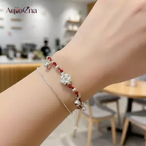 AqToCna Trung Quốc Dệt Vòng Tay 1 Chiếc Dây Đỏ Có Chuông Hoa Sen Hợp Thời Trang Handmade Luy Cho Nữ Tình Bạn Quà Tặng Vòng Tay AqToCna