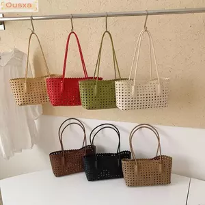 Túi tote da PU rỗng OUSXA, đeo vai 25x17x12cm, dung tích lớn kèm túi bên trong